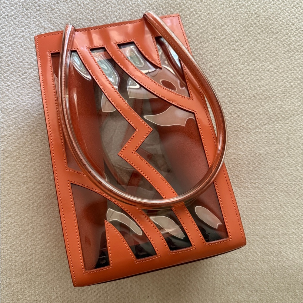 Salvatore Ferragamo Orange Statement Leather Tote Bag - Picture 5 of 11